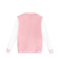 Pink Baseball Jacket Sportswear Fashion Clothing, Customizable Logo/Text/Image.