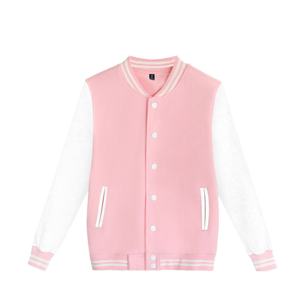 Pink Baseball Jacket Sportswear Fashion Clothing, Customizable Logo/Text/Image.